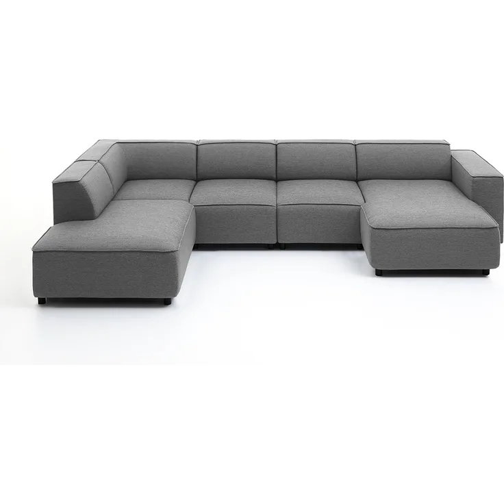 Atlantic Home Collection BULKY Wohnlandschaft Ecksofa, Récamière links, Stoff, hellgrau, 195 x 324 x 70 cm