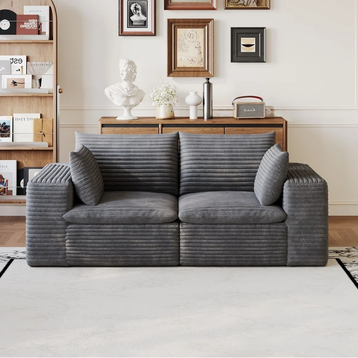 DESVIAE Sofa modular 180x60x90 cm aus Stoff in Dunkelgrau mit Schaumstofffüllung – Bild 4