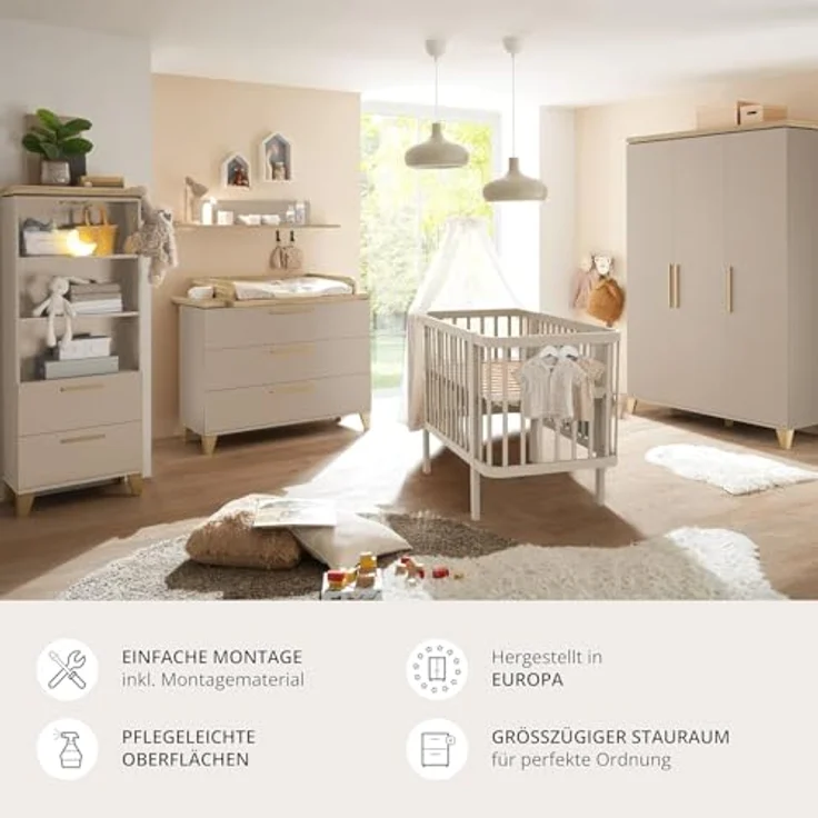 Stella Trading Hilda PEPPINI Kommode inkl. Wickelaufsatz mit 3 Schubkästen in Mauvella Oak – praktisches & modernes Babyzimmer-Möbel – 120 x 108,7 x 77 cm (B/H/T) – Bild 6