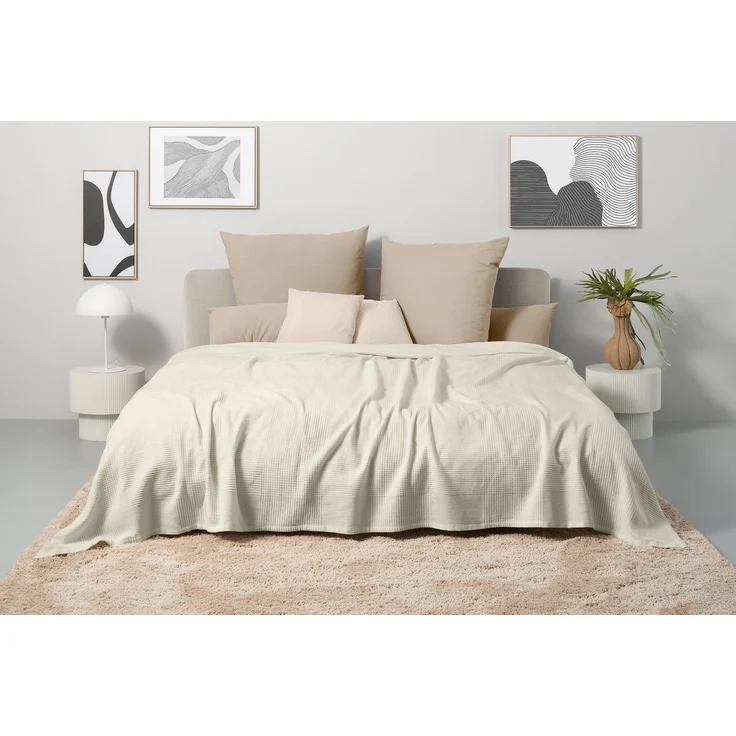 OTTO home Tagesdecke Mira, leichte Tagesdecke aus 100% Baumwolle, uni Überwurf, ohne Füllung – Bild 1