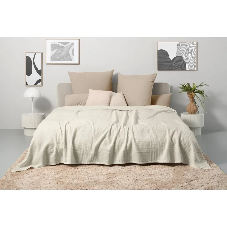 OTTO home Tagesdecke Mira, leichte Tagesdecke aus 100% Baumwolle, uni Überwurf, ohne Füllung