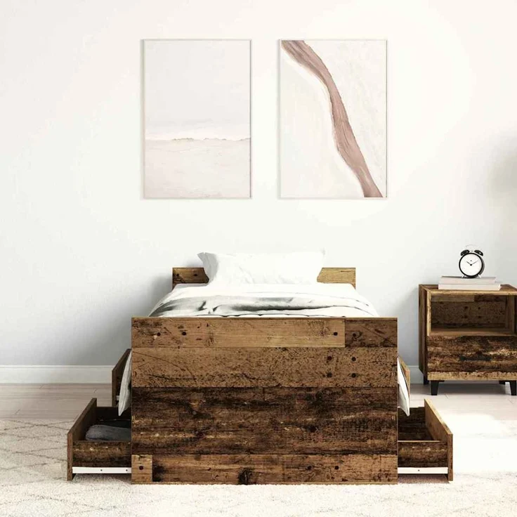 vidaXL Bettrahmen mit Kopfteil Altholz 193 x 78 x 50 cm Holzwerkstoff 3329306 – Bild 3