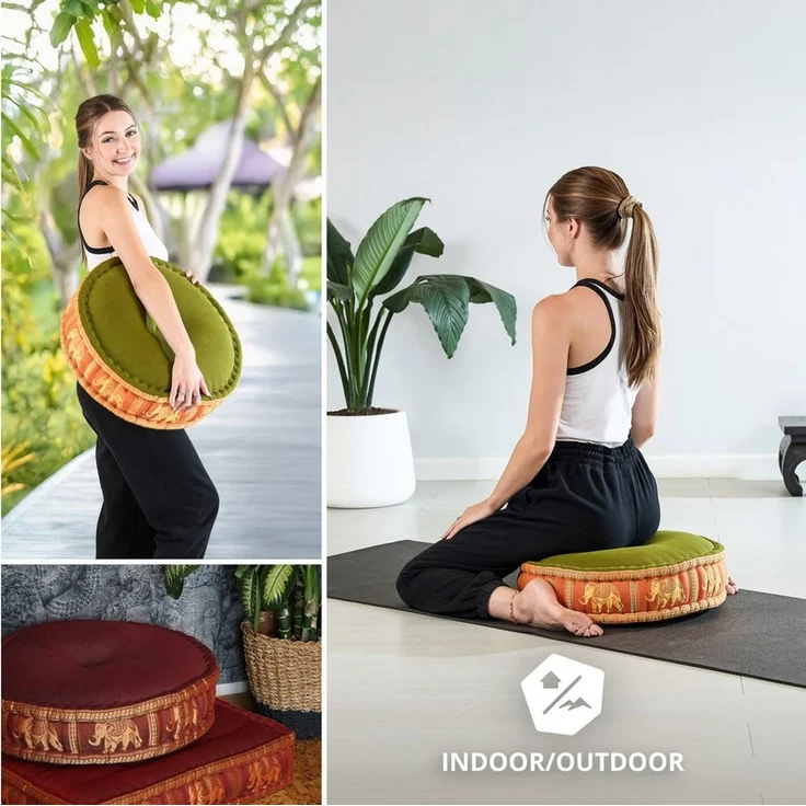 livasia Meditationskissen Zafukissen groß (Deluxe) - 45x15cm, Kapok, vegan, handgefertigt – Bild 3