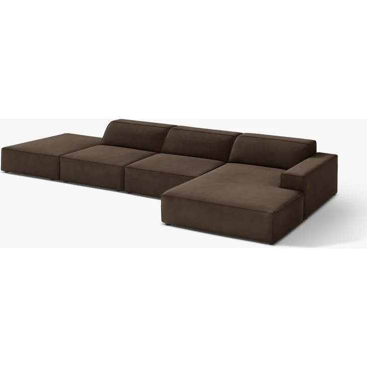 Micadoni Ecksofa Jodie 5-Sitzer Samt Bluvel Dunkelbraun Rechts – Bild 3