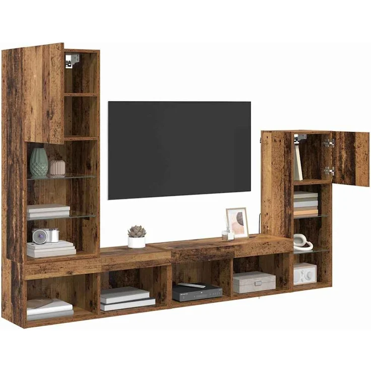 vidaXL TV-Wandgeräte 4 stk. Altholz Holzwerkstoff 3402944 – Bild 3
