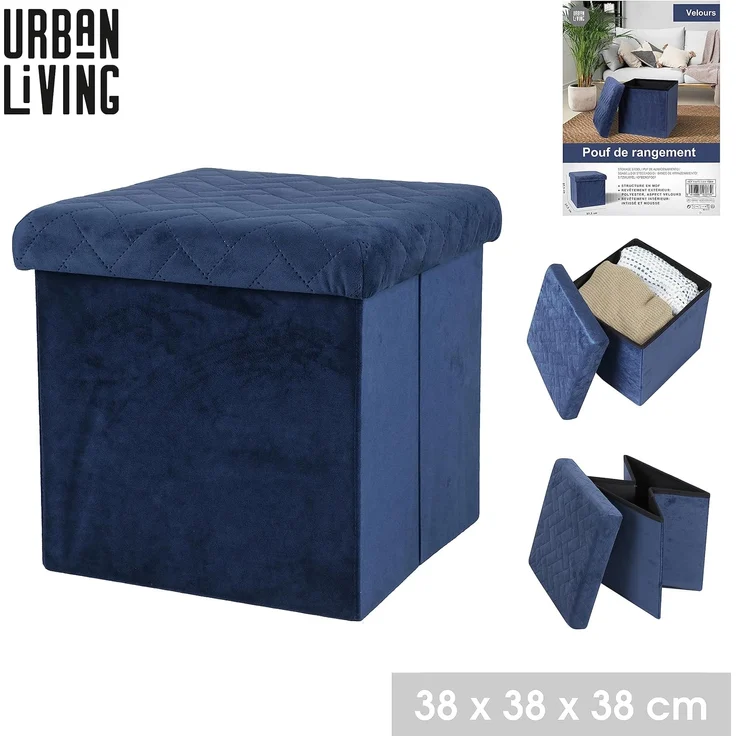 Urban Living Sitzhocker Ottomane faltbar Sitzwürfel Aufbewahrungsbox, hoher Sitzkomfort, Hocker mit Stauraumfach – Bild 3