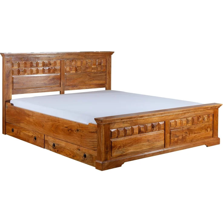 Bett Akazie 200x200x114 honig lackiert OXFORD #0311 – Bild 1
