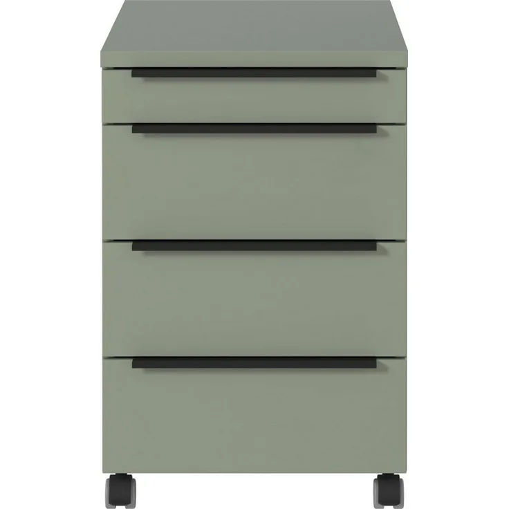 GERMANIA Rollcontainer Mailand, mit 4 Schubladen, optional mit Schubladendämpfung, Utensilienfach, 42x63 cm, Made in Germany