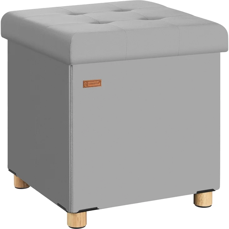 CASARIA® Sitzhocker mit Stauraum, Samt, grau – Bild 1