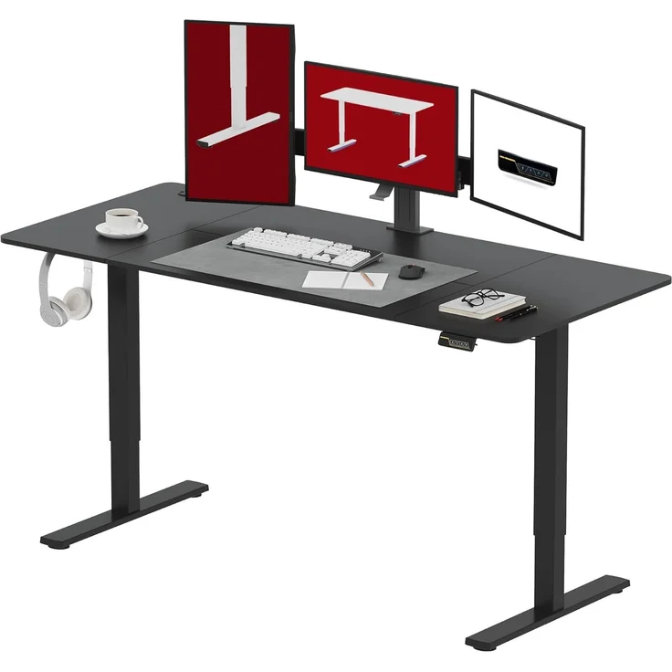 SANODESK Höhenverstellbarer Schreibtisch 160x60 cm Schreibtisch Höhenverstellbar Elektrisch Ergonomischer Steh-Sitz Tisch Computertisch für Heimbüro Homeoffice(schwarz) – Bild 1