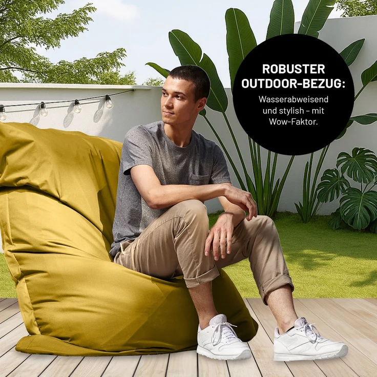 Lumaland Sitzsack Classic XXL All-in-One Set | Riesen Sitzsack XXL mit Cord & Outdoor Bezug für drinnen & draußen | Sofa Sessel mit im Innensack sicher verpackter EPS-Füllung – Hüllen Easy wechselbar – Bild 6