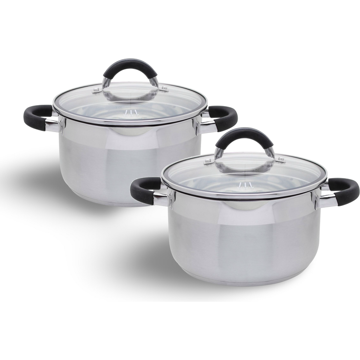 2er Set Edelstahl Kochtopf "Mailand" 3,5L 24x17cm Kochtöpfe Topfset Töpfe 2x Topf + Deckel – Bild 2