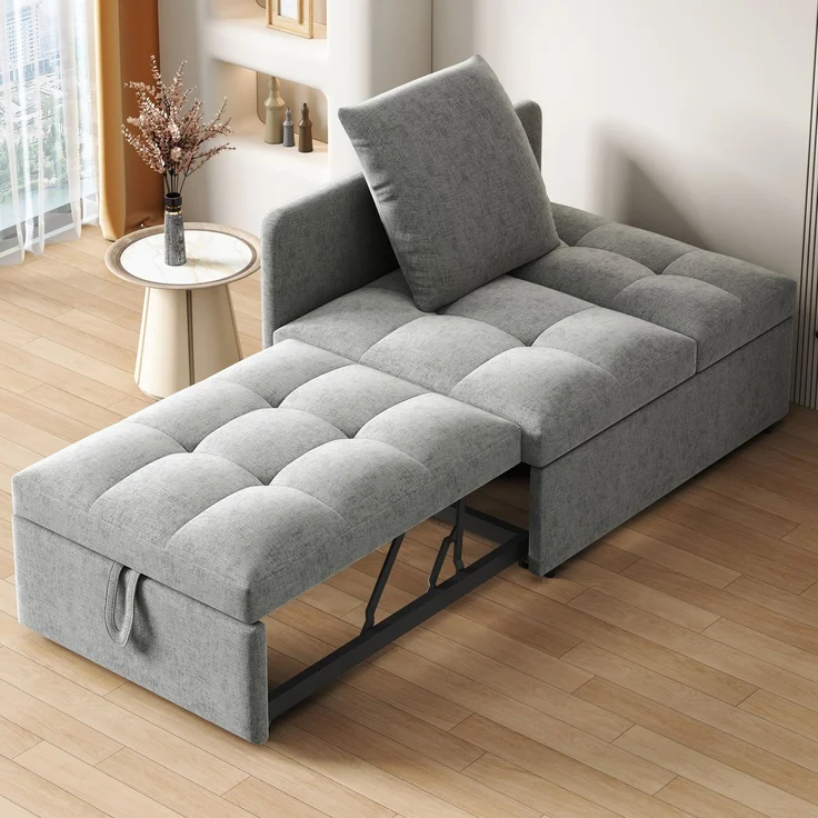 2-Sitzer Schlafsofa B 177 x T 68 x H 65 cm, aus Leinenstoff, 3-in-1 mit verstellbarer Rückenlehne – Bild 3