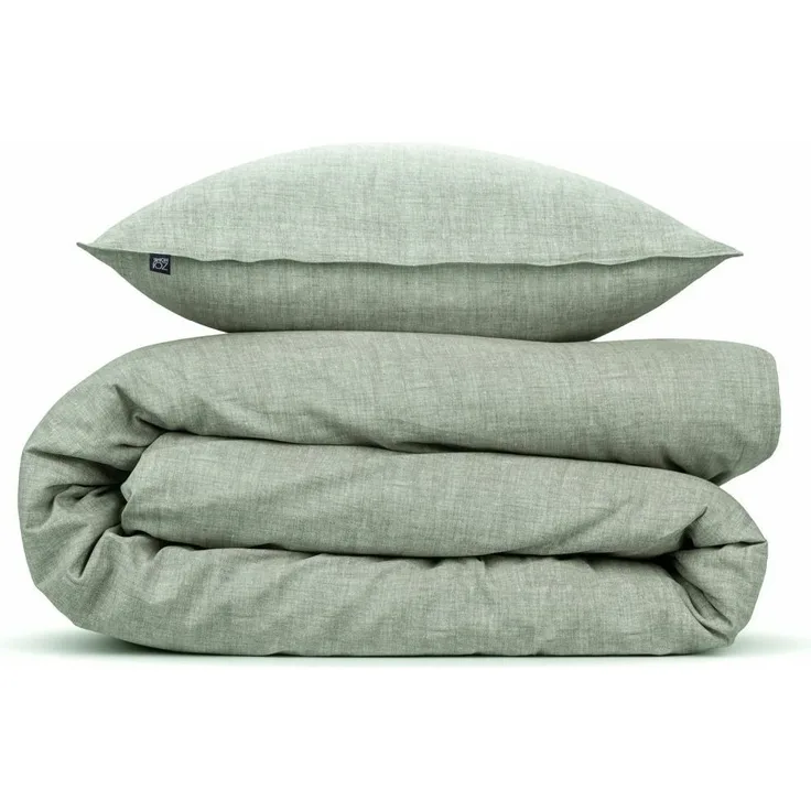 2 Stück Zo! Home Cotton Kissenbezüge 40x80 Lino Moss Green grün meliert uni