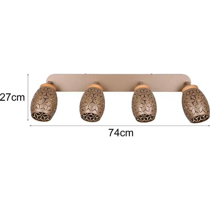 Deckenstrahler BIDAR Coffee 4-flammig mit Stanzmuster, Breite 74cm – Bild 3