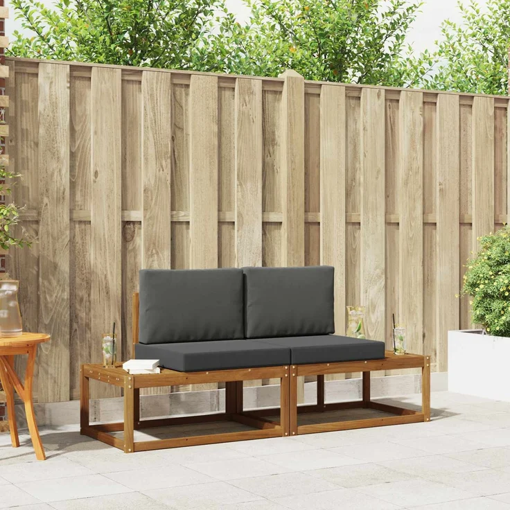 vidaXL Outdoor-Sofagarnitur 2 stk. 2-Sitzer Natur und Anthrazit 3366940 – Bild 1