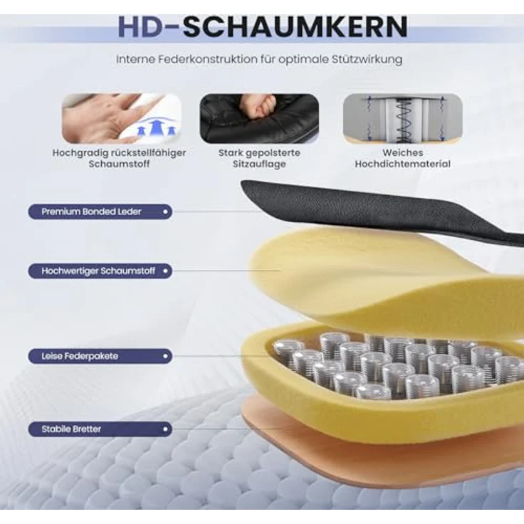 COLAMY Hochlehner Chefsessel aus Leder, Ergonomischer Bürostuhl mit Flip-up-Armlehnen & höhenverstellbar - Office Chair mit leisen Rollen für Homeoffice und Büro-Schwarz – Bild 7