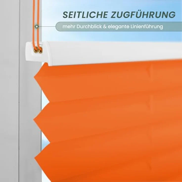 Buseu Plisseerollo Klemmfix 35x130cm, orange, lichtdurchlässig, ohne Bohren, für Fenster und Tür – Bild 5