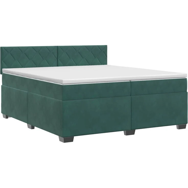 vidaXL Boxspringbett mit Matratze Dunkelgrün 200 x 200 cm Samt 3450791 – Bild 2