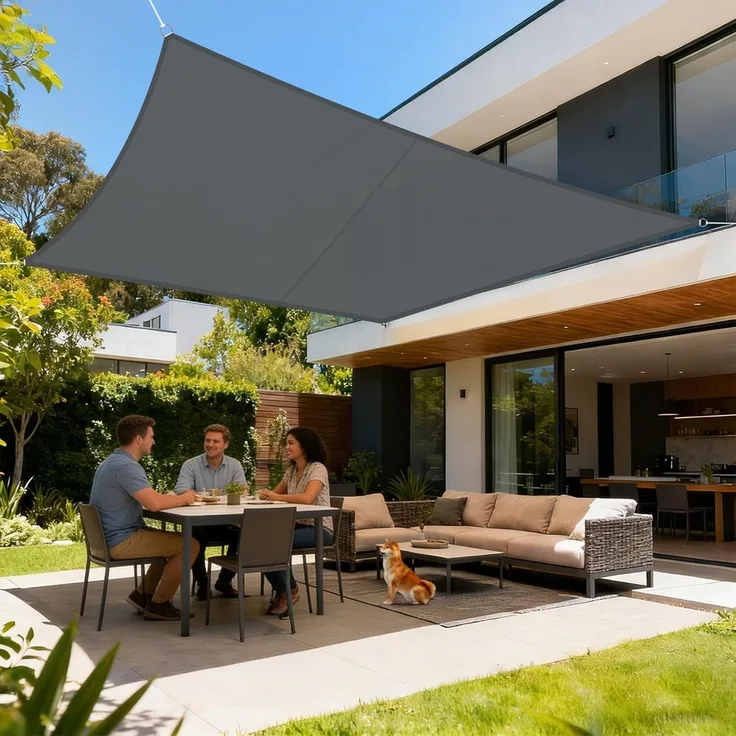 LOVE STORY Sonnensegel Wasserdicht 3x4 m Rechteckig PES Polyester Sonnenschutz Windschutz Balkon Terrasse 95% UV-Schut,für Balkon Garten,Anthrazit