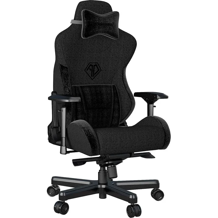 Anda Seat T Pro 2 Gaming Stuhl Schwarz - Premium Stoff Gaming Chair, Ergonomischer Bürostuhl mit Unterstützung der Lendenwirbelsäule und Kissen - Gamer Stuhl für Erwachsene und Jugendliche
