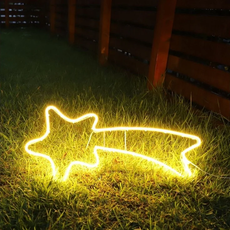 Salcar LED-Lichterkette 300er LED Neonlicht Stern 50-90cm Außen Sternschnuppe Weihnachtslicht, Ø50cm Fenster LED Lichterkette Garten Weihnachtsdeko Warmweiß – Bild 1