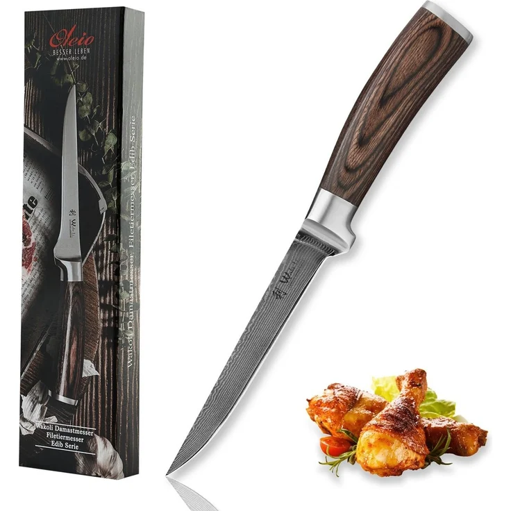 Wakoli Ausbeinmesser EDIB Damast Ausbeinmesser I 14,5cm Klinge I Pakka Griff, VG10 Kern, 67 Lagen Damaststahl, Pakkaholzgriff, inkl. Geschenkbox – Bild 1