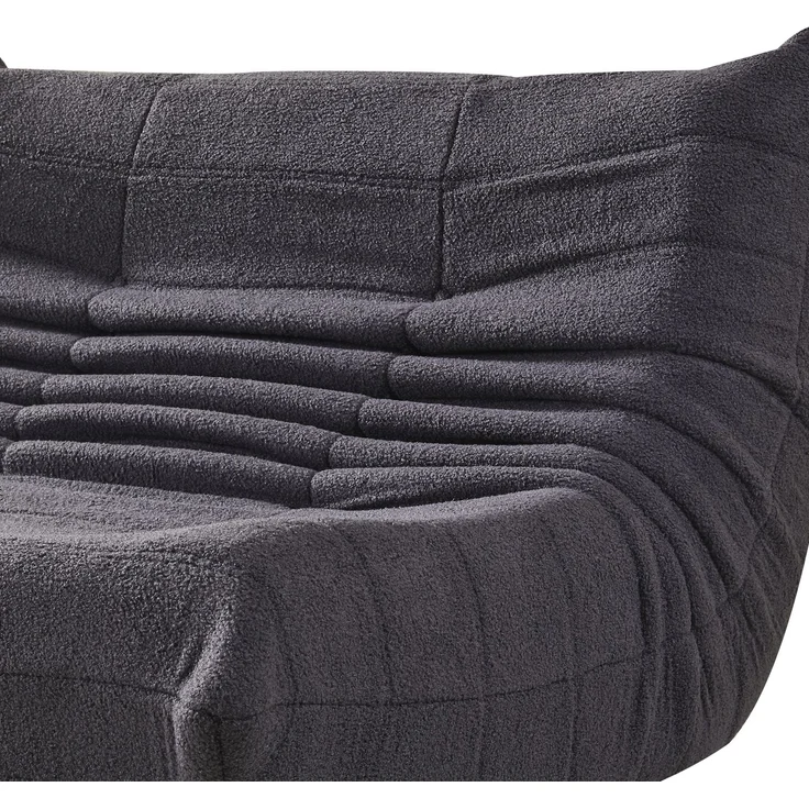 2-Sitzer Loungesofa 149x114x82 cm, Grau, Teddy-Vlies, ergonomisch, Plisseefalten-Design – Bild 8