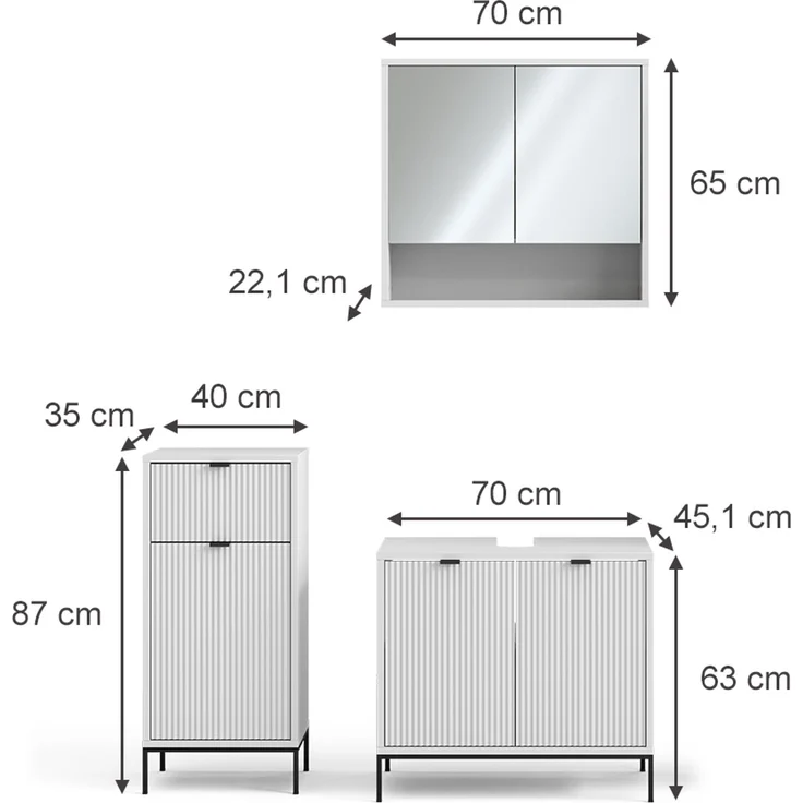 Badmöbel-Set Eliza Weiß 3-teilig Vicco – Bild 3