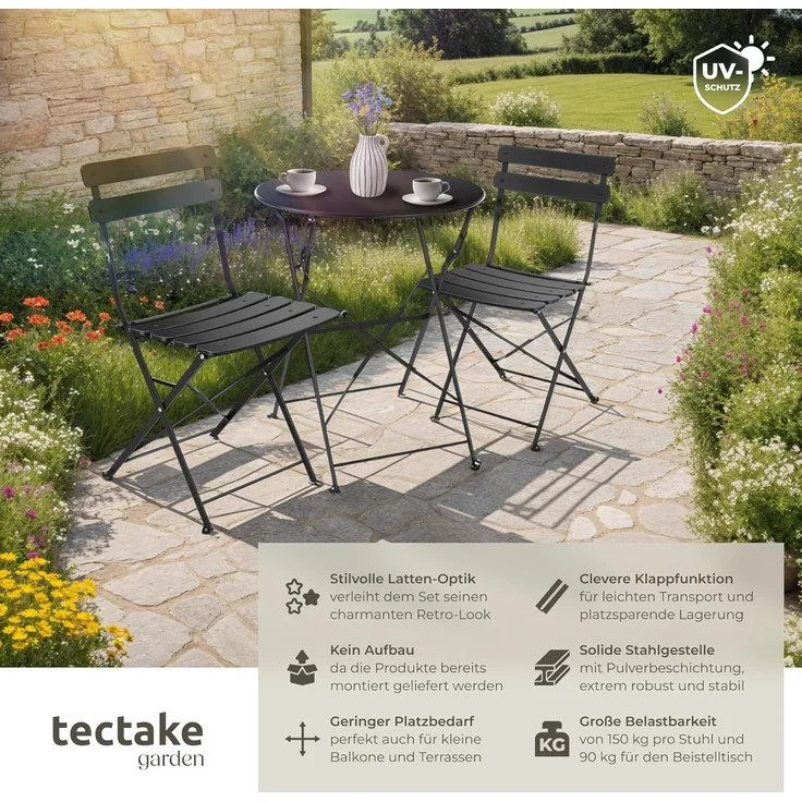 tectake Essgruppe Bistrotisch Set, (Set, 3-tlg), für 2 Personen – Bild 2