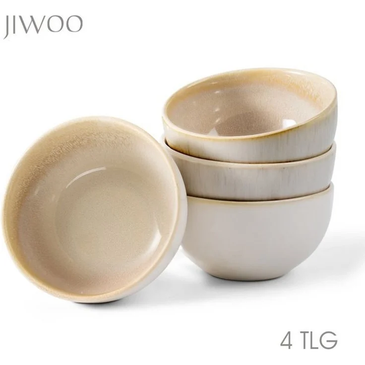 JIWOO Salatschüssel 4er Ø13.5cm, Müslischüssel Suppenschüssel Dessertschale Obstschale, Keramik, (Schüsselset, 4-tlg), Hochwertiges Schüsseln Braun Mikrowellen und spülmaschinenfest Ø13,5cm – Bild 4