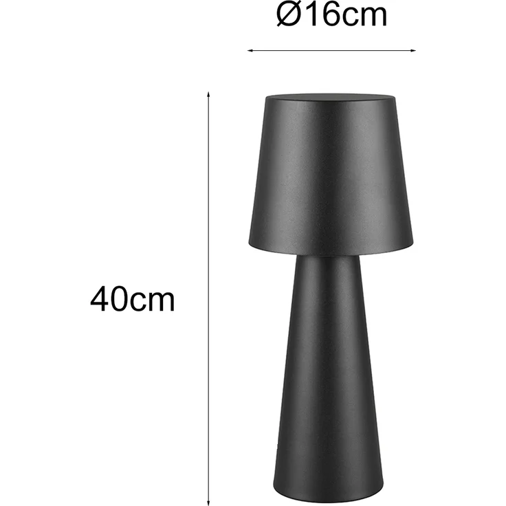 Große Tischleuchte NUBIAN aus Metall Schwarz, Höhe 40cm – Bild 4