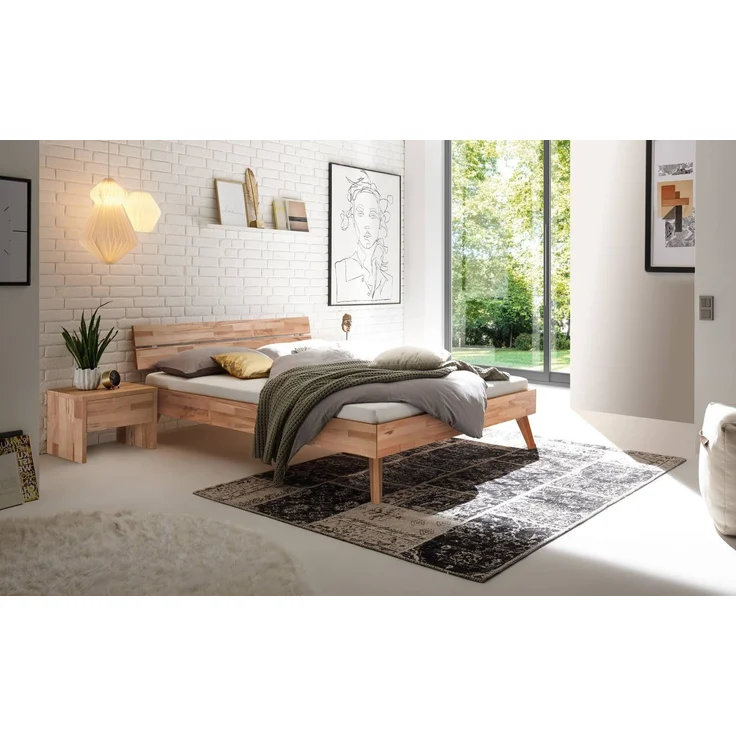Hasena Massivholzbett Ortona Kernbuche natur, geölt 90x210 cm, Fußhöhe 20 cm – Trento – Bild 2