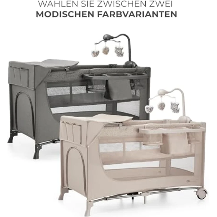 Kinderkraft Joy 2 Acc Kinderbett, 3 in 1 Kinderreisebett, Babybetten, Kinderbett, Reisebett, Modernes Design, Kleine Abmessungen nach Zusammenklappe, Praktisches Zubehör, Räder, Beige – Bild 11