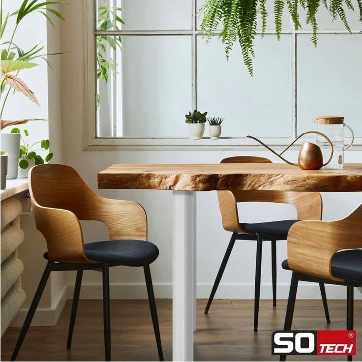 SO-TECH® Tischbein Ø 76 / 80 mm, belastbar bis 75 kg pro Stück, H: 82cm, Stahl, weiß, höhenverstellbar bis 32mm, 4x – Bild 4