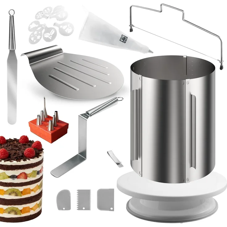 Aurelia Home Tortenset 24-teilig – Tortenring 20 cm, Tortenheber, Dekozubehör