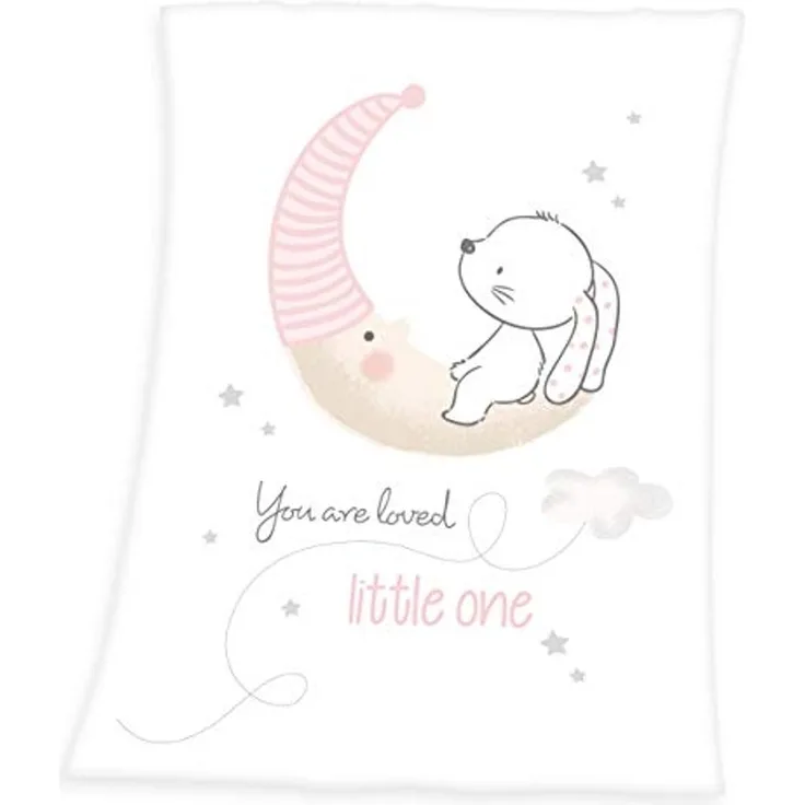 Herding Baby-Fleecedecke, Little Bunny Motiv, 75x100 cm, Polyester, Weiß