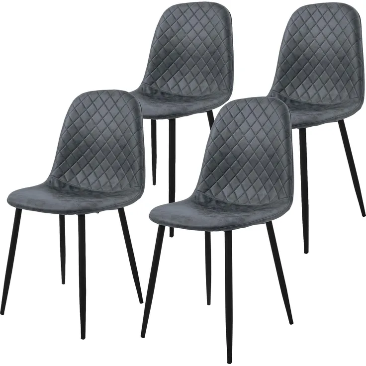 ML-DESIGN Polsterstuhl Esszimmerstuhl mit Rückenlehne, Wohnzimmerstuhl mit Metallbeinen (4 St), Küchenstuhl ergonomisch Anthrazit moderne Design mit Kunstlederbezug