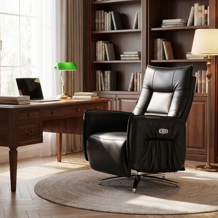 HOME NATURE WOHNKONZEPT Elektrischer Relaxsessel mit USB-Anschluss, elektrisch verstellbarer TV-Sessel mit Liegefunktion, Kunstleder Schwarz, bis 350 kg, FT9208 – Bild 6