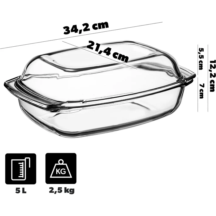 KADAX 5L hitzebeständige Form mit Deckel für rechteckiges Glasbacken – Bild 2