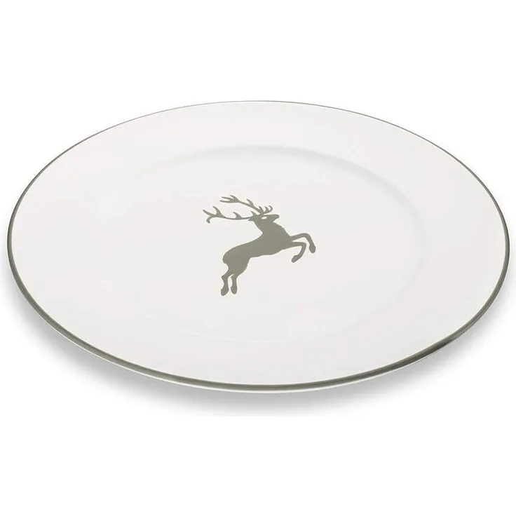 Grauer Hirsch, Speiseteller Gourmet (Ø 29cm) - Gmundner Keramik Speiseteller - Mikrowelle geeignet, Spülmaschinenfest