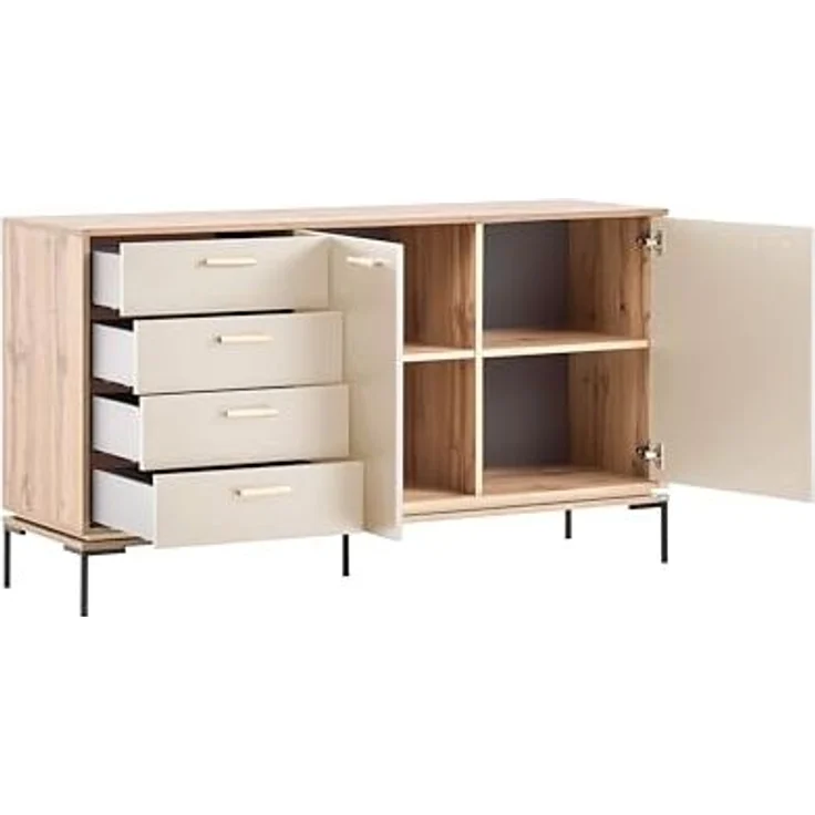 Schildmeyer Looks by Wolfgang Joop Sideboard, Eiche Landhaus mit cremebeige, Holzwerkstoff, 154.6 x 45 x 85.7 cm, 701821 – Bild 3