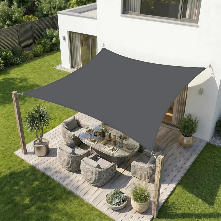 Sekey Sonnensegel Wasserdicht 3x3 m Quadratisch, Sonnenschutz hochdichtes PES 160g/m² Wetterfest & Reißfest, Nahtversiegelung (Zuverlässig Dicht) & 95% UV Schutz, für Balkon Terrasse Garten, Anthrazit