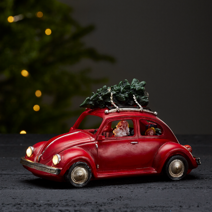 EGLO LED Weihnachtsdeko Merryville, Auto mit Weihnachtsmann, Vintage Weihnachtsdekoration für Kinder, Fensterdeko mit Timer und batteriebetriebener Beleuchtung, warmweiß