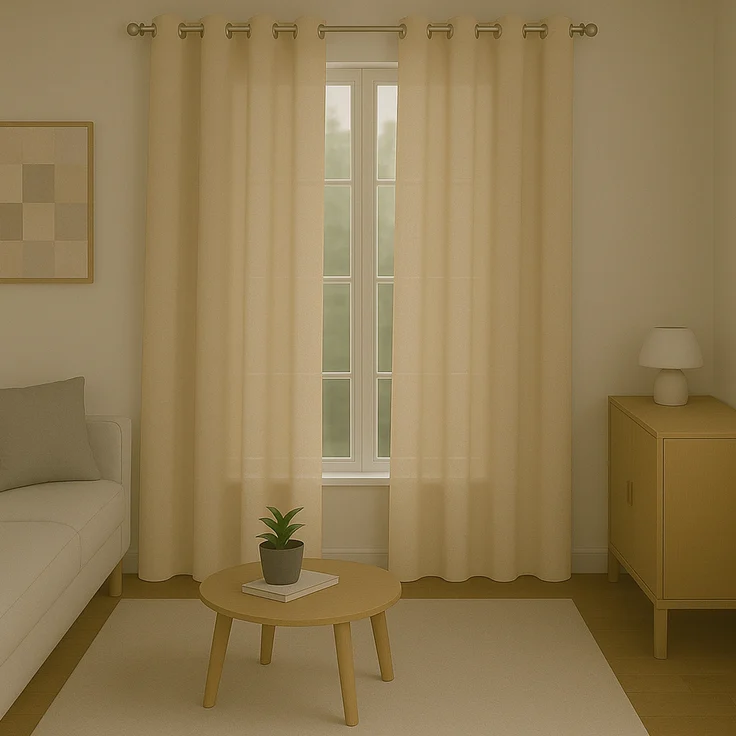 Gardine mit Ösen *** x *** cm ( Breite x Länge ) in ***, blickdichter Vorhang, Ösenvorhang in vielen Variationen 140x145 cm Beige – Bild 3