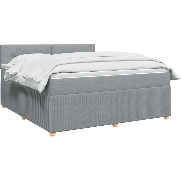 vidaXL Boxspringbett mit Matratze Hellgrau 160 x 200 cm Stoff 3451503 – Bild 3