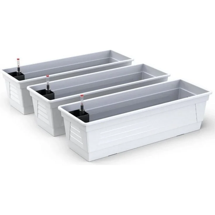 Plastard Blumenkasten, 3er-Set Pflanzkasten mit Hydroeinsatz & Wasserstandsanzeiger (3er-set, 3er-Set mit Hydroeinsatz & Wasserstandsanzeiger 60 cm, 80 cm 100 cm), Witterungs- und UV-Beständigkeit – Bild 4
