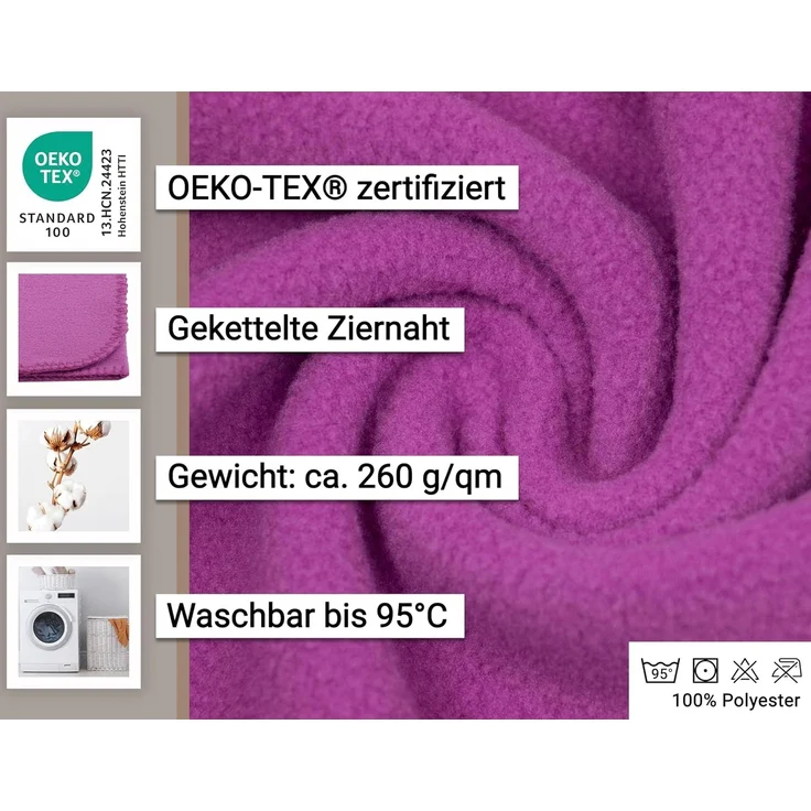 ZOLLNER Kuscheldecke, 130x170 cm, fuchsia (pink) – Bild 3
