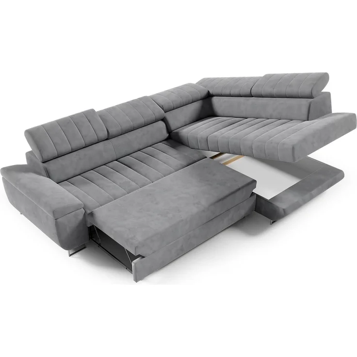 Ecksofa BENET L-Form Sofa mit Schlaffunktion und Bettkasten, verstellbare Kopfstützen, Sofa fürs Wohnzimmer- Monolith 85, 80 x 201 x 271 cm – Bild 4
