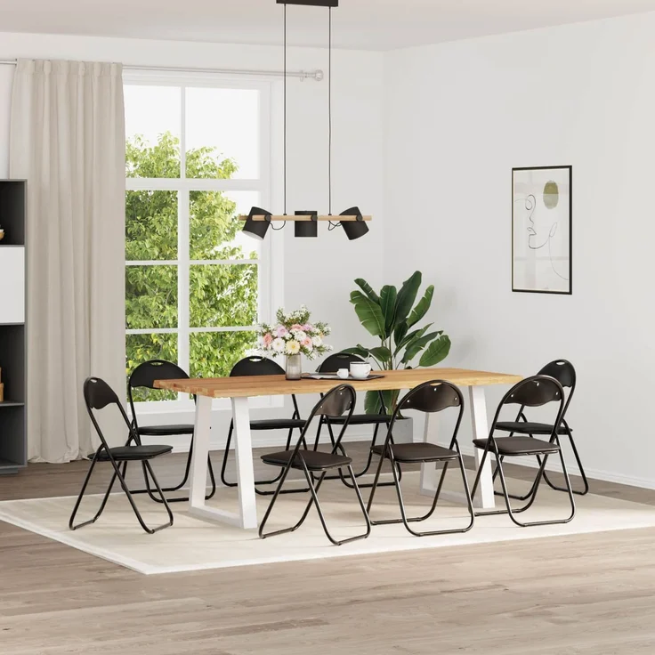 vidaXL Klappstuhl 8 pcs Schwarz 48 x 43,5 x 81 cm Kunstleder 42029054 – Bild 1